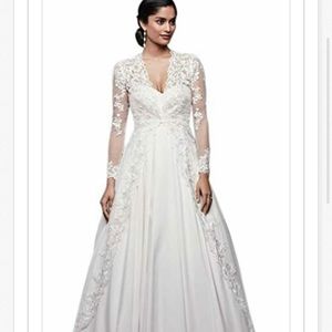 COPY - Long Tulle Jacket with Floral Lace Appliqué